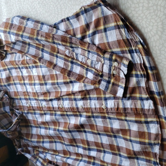 Rye by Hawker Men's Blue and Brown Long Sleeve Shirt Size L-Tall - Picture 6 of 11